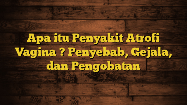 Apa itu Penyakit Atrofi Vagina ? Penyebab, Gejala, dan Pengobatan