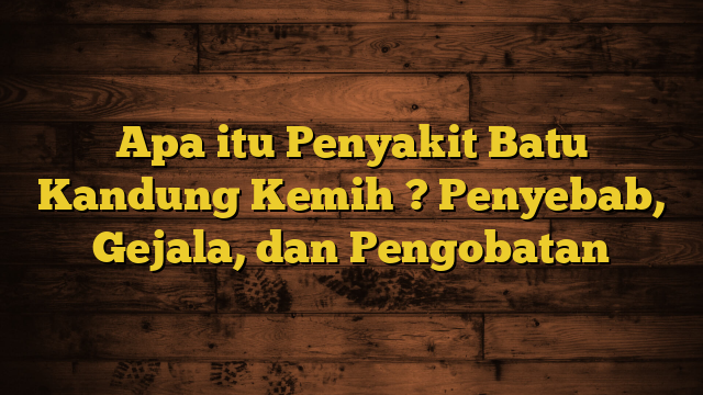 Apa itu Penyakit Batu Kandung Kemih ? Penyebab, Gejala, dan Pengobatan