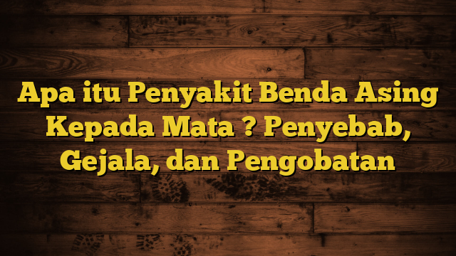 Apa itu Penyakit Benda Asing Kepada Mata ? Penyebab, Gejala, dan Pengobatan