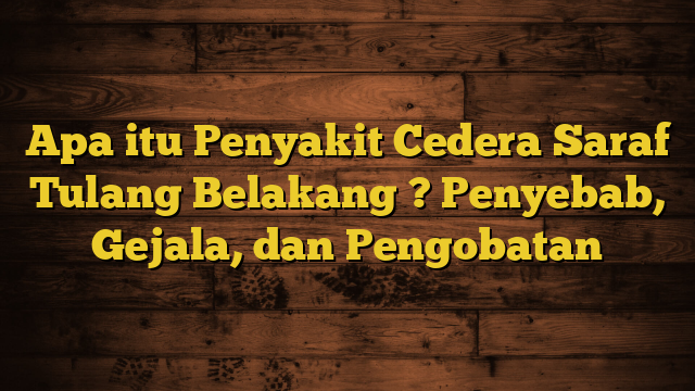 Apa itu Penyakit Cedera Saraf Tulang Belakang ? Penyebab, Gejala, dan Pengobatan