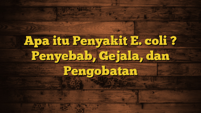 Apa itu Penyakit E. coli ? Penyebab, Gejala, dan Pengobatan