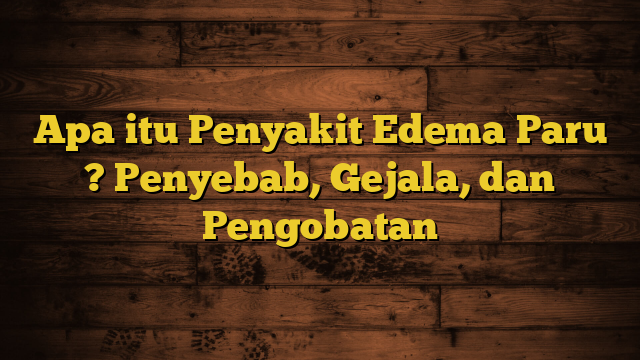 Apa itu Penyakit Edema Paru ? Penyebab, Gejala, dan Pengobatan